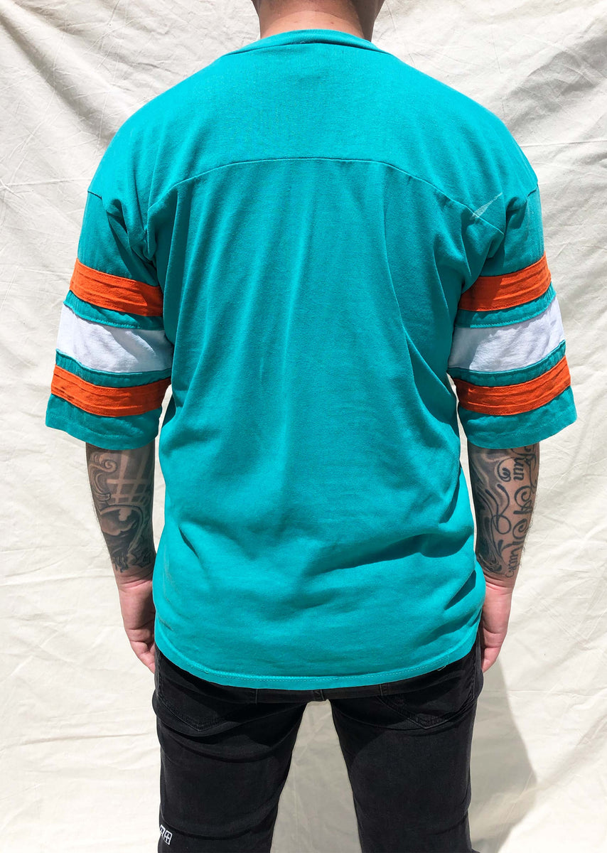 Vintage Logo 7 Miami Dolphins NFL V-neck Jersey T-Shirt Aqua (XL) – Chop  Suey Official