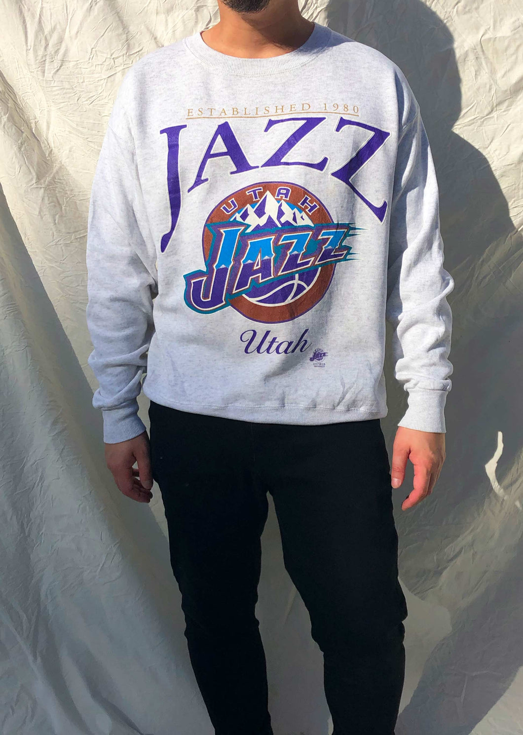 Vintage Nutmeg Mills 90's NBA Utah Jazz Sweater Grey (M) – Chop Suey  Official
